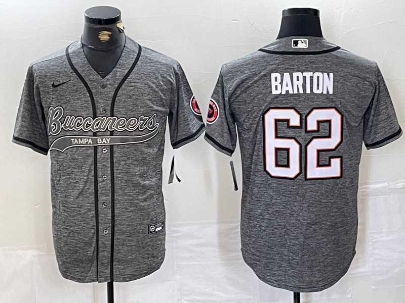Men%27s Tampa Bay Buccaneers #62 Graham Barton Grey Gridiron With Patch Cool Base Stitched Baseball Jersey->tampa bay buccaneers->NFL Jersey